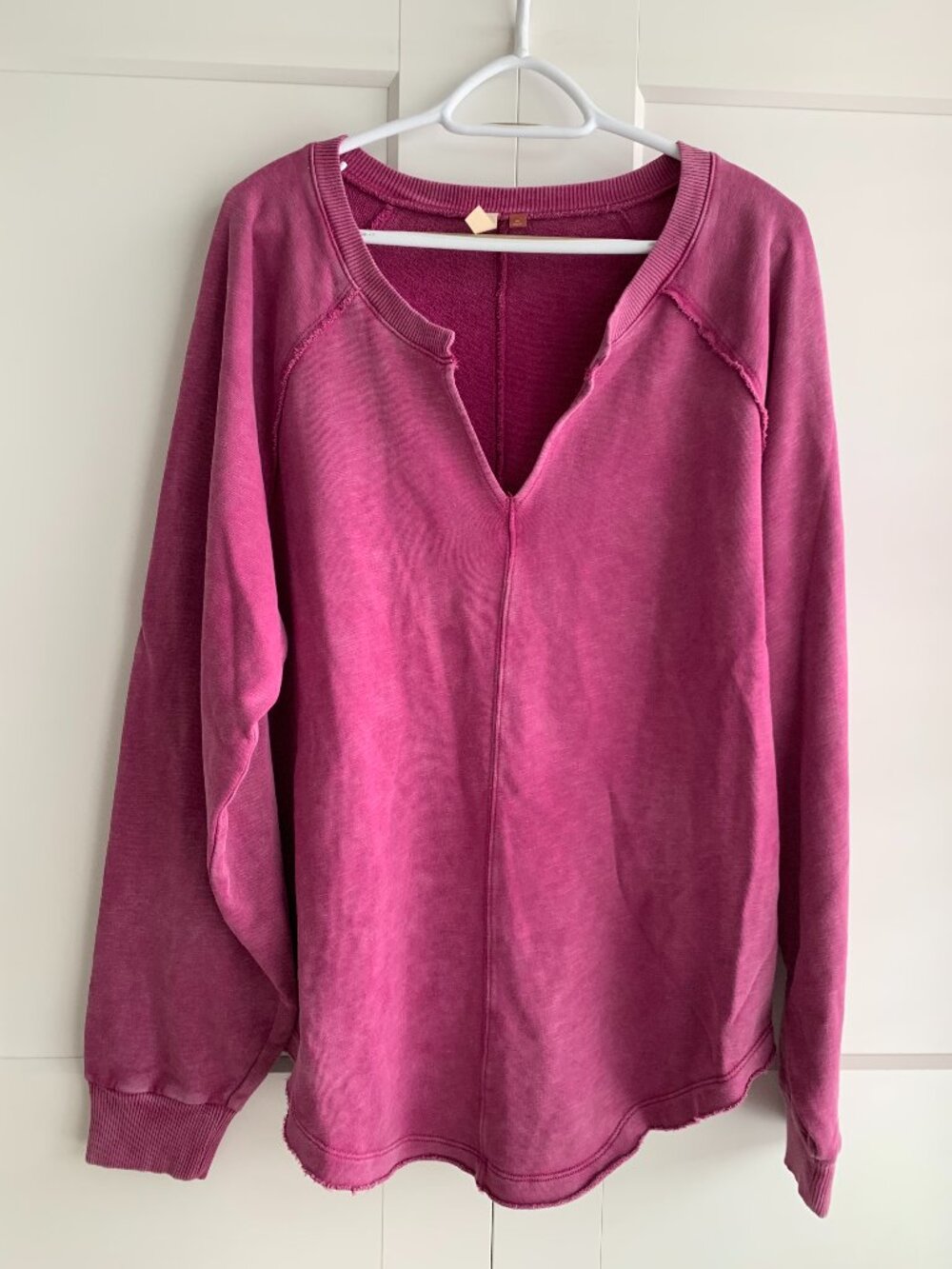 Anthropologie Pilcro Notch-Neck Sweatshirt Pink Women's Size XL